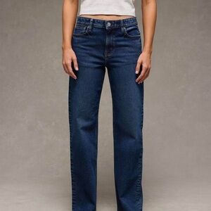 Classic Midrise Straight Leg Jeans - Dark Blue